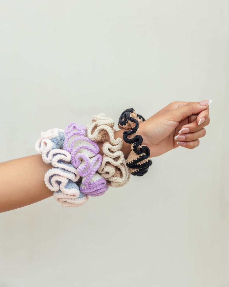 Cotton Crochet Scrunchie Set