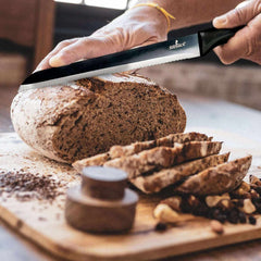 Kitchen Knife Set Kit | Black Magnetic Rack & Sharpener