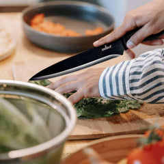 Kitchen Knife Set Kit | Black Magnetic Rack & Sharpener
