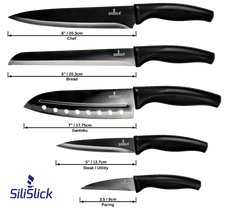 Kitchen Knife Set Kit | Black Magnetic Rack & Sharpener